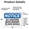 Signmission All Visitors Must Report To Site Office OSHA Notice Sign, Vinyl Decal, 14in W x 10in L, 2PK OS-2PACK-NS-D-1014-L-15242 - alternate 2